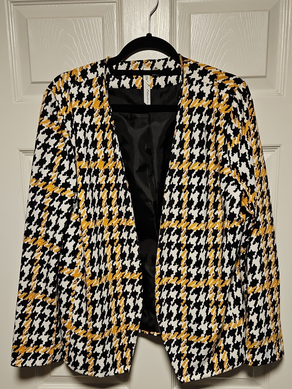 NY Collection Houndstooth Open Front Jacket